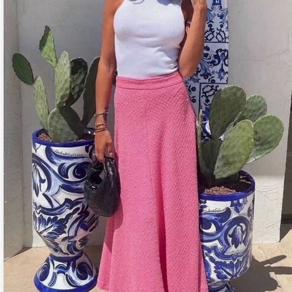 Zara pink tweed textured new skirt XL - Picture 4 of 6